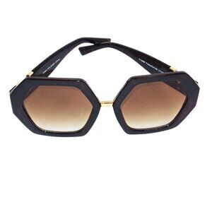 WOMEN'S BROWN CHEETAH & GOLD OCTAGON FASHION SUNGLASSES
